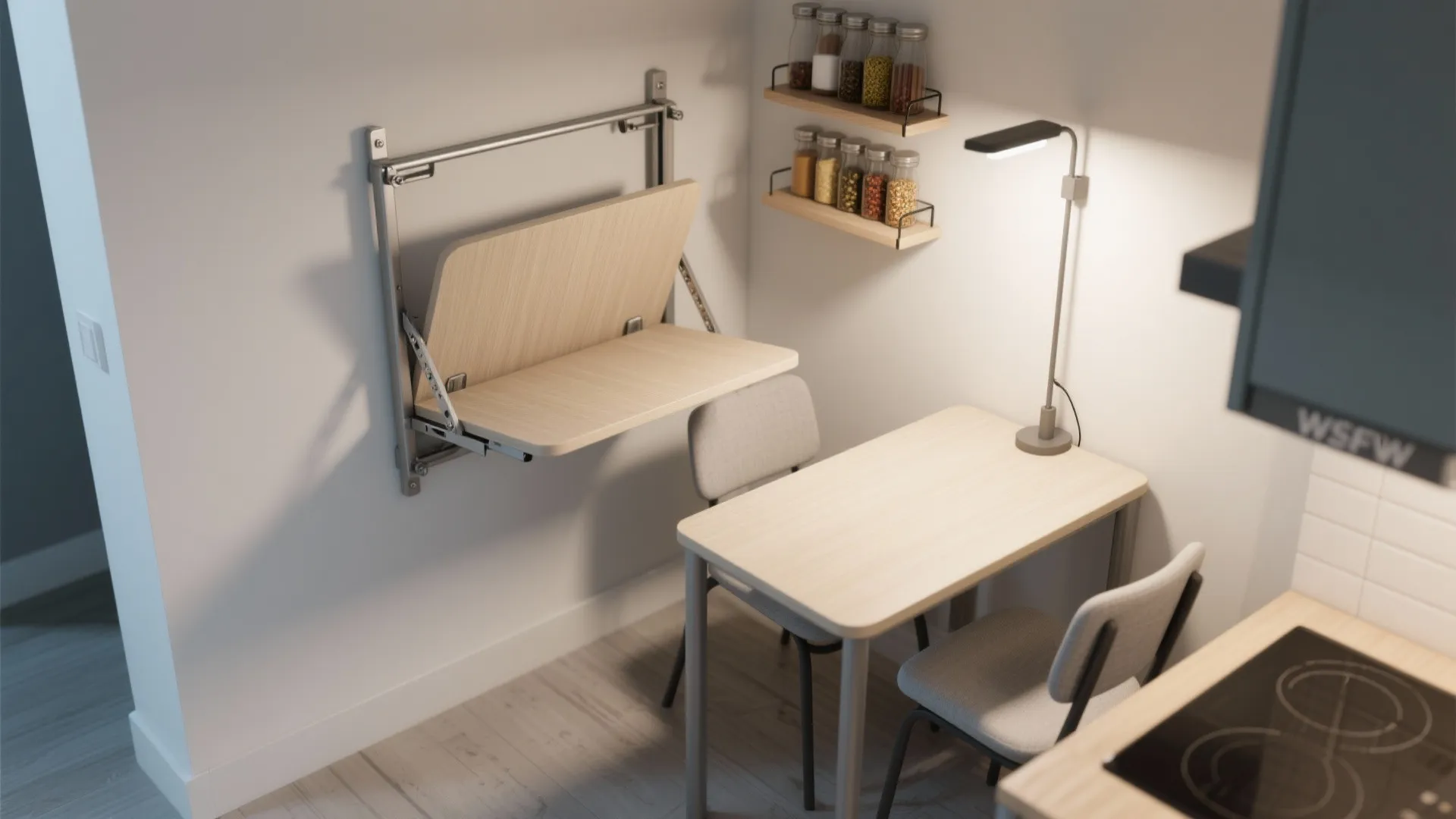 Wall-Mounted Fold-Down Tables