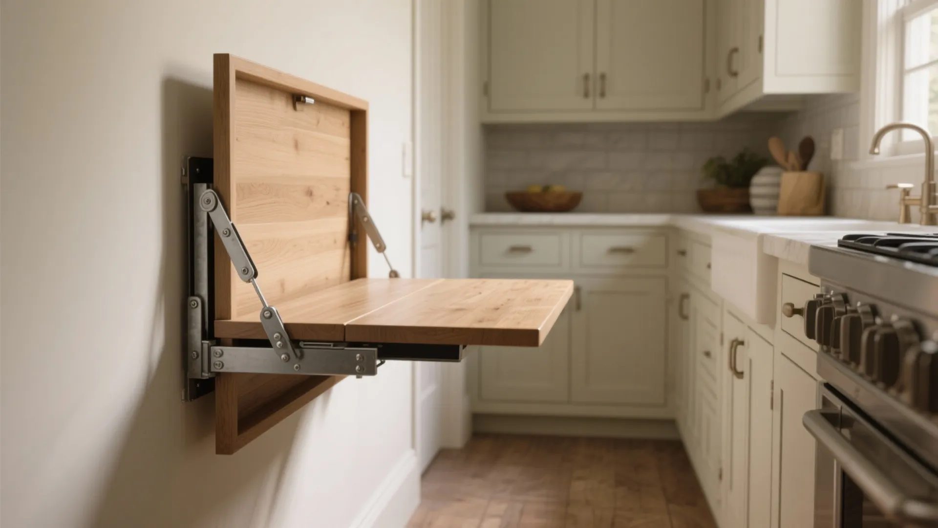 1. Fold-down wall table (aka the hero of tiny kitchens)