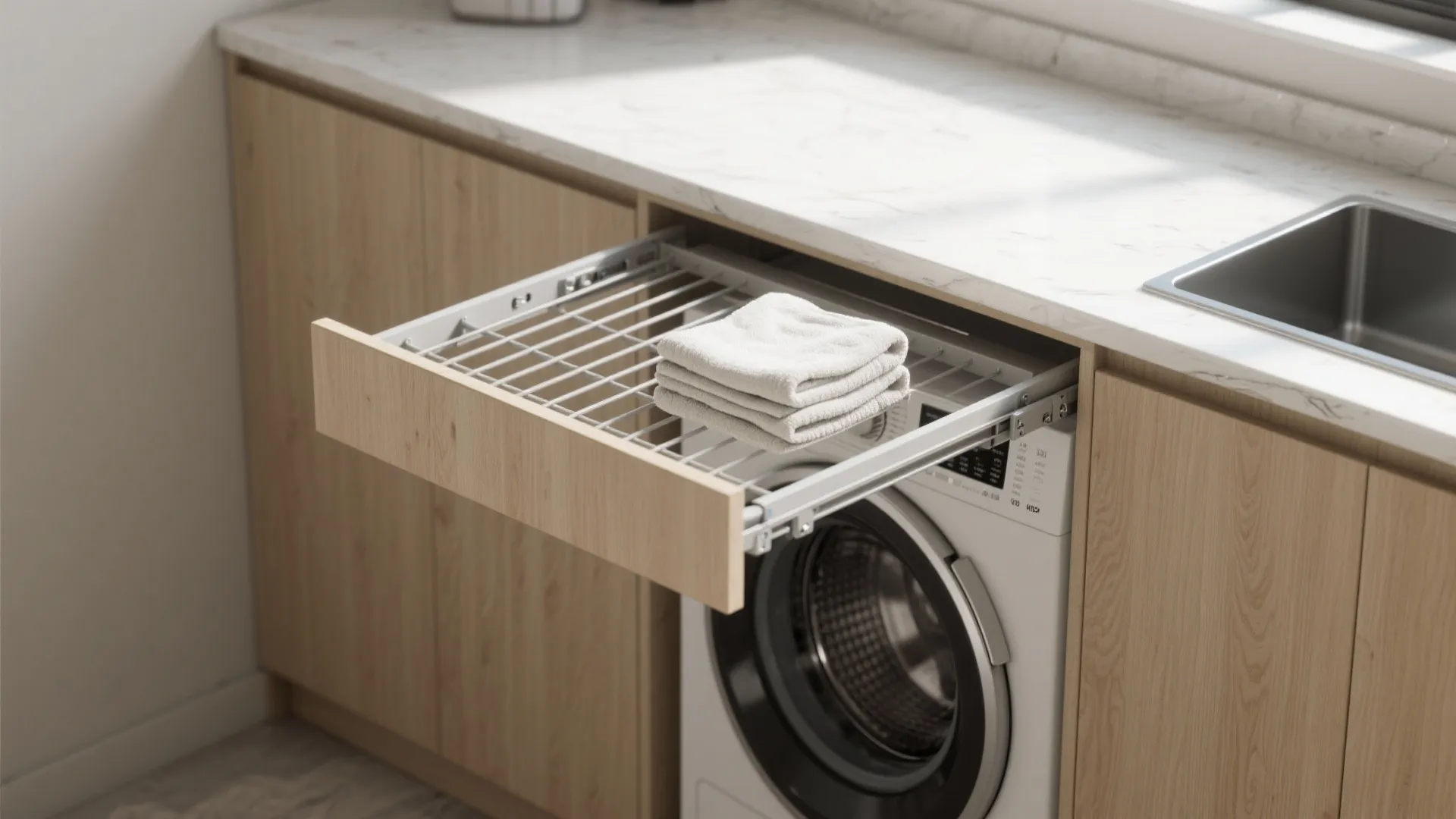 2. Fold-down worktops and drying racks