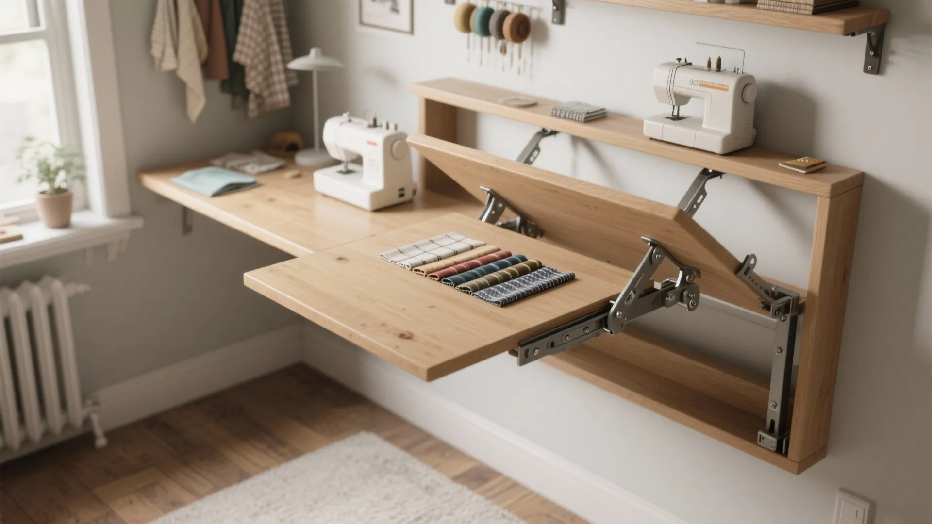 2. Fold-down worktops and multi-purpose furniture