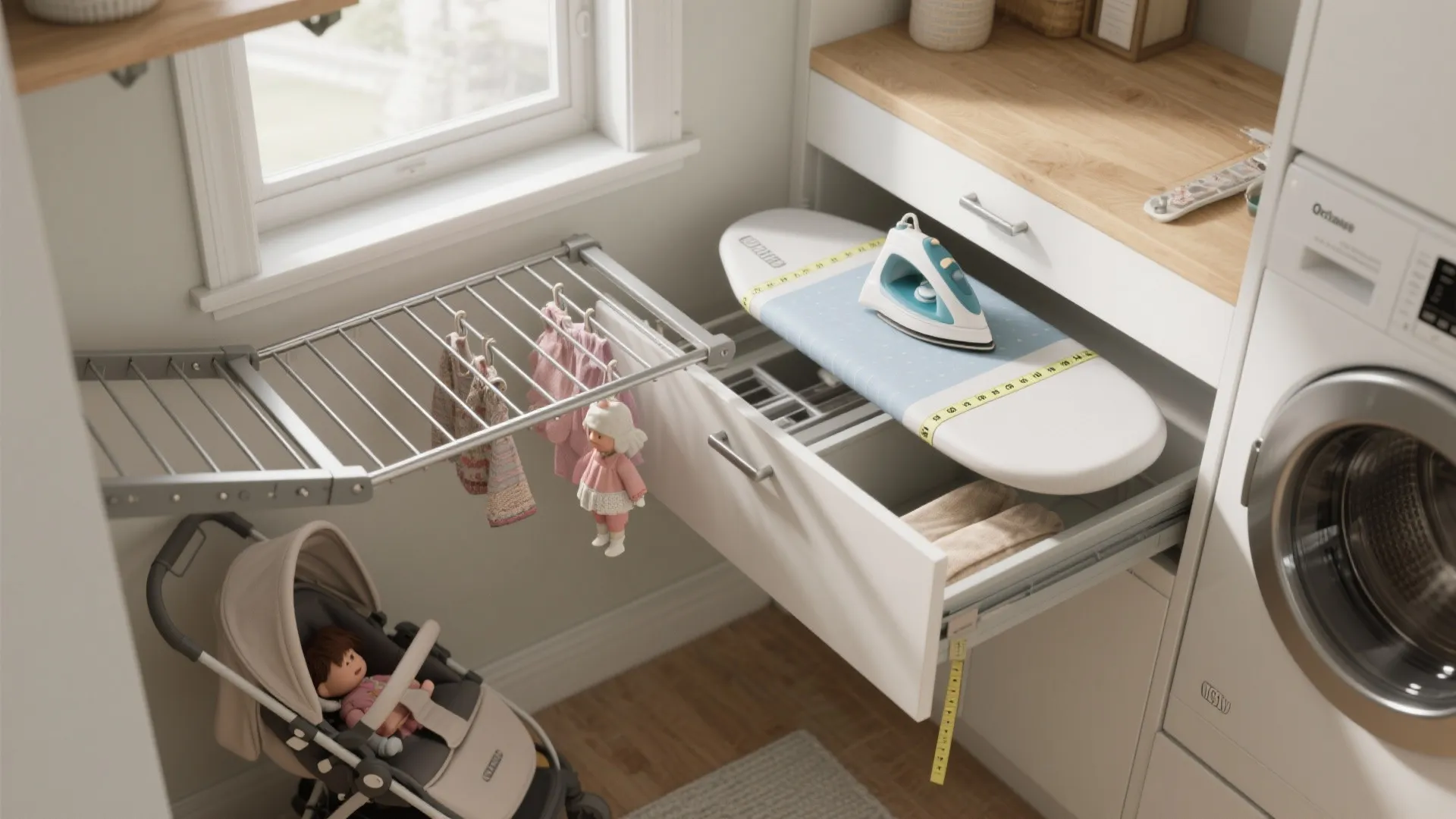 3. Fold-Down Drying and Fold-Flat Ironing Surfaces