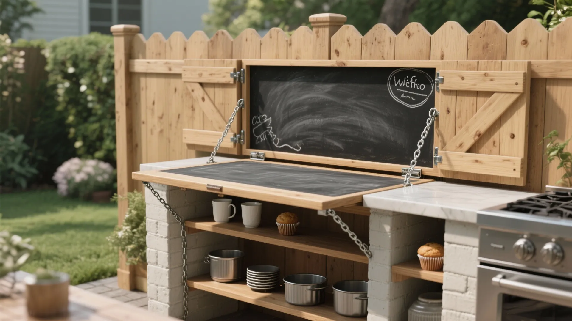 Idea 3: Fold-Down Fence Kitchen
