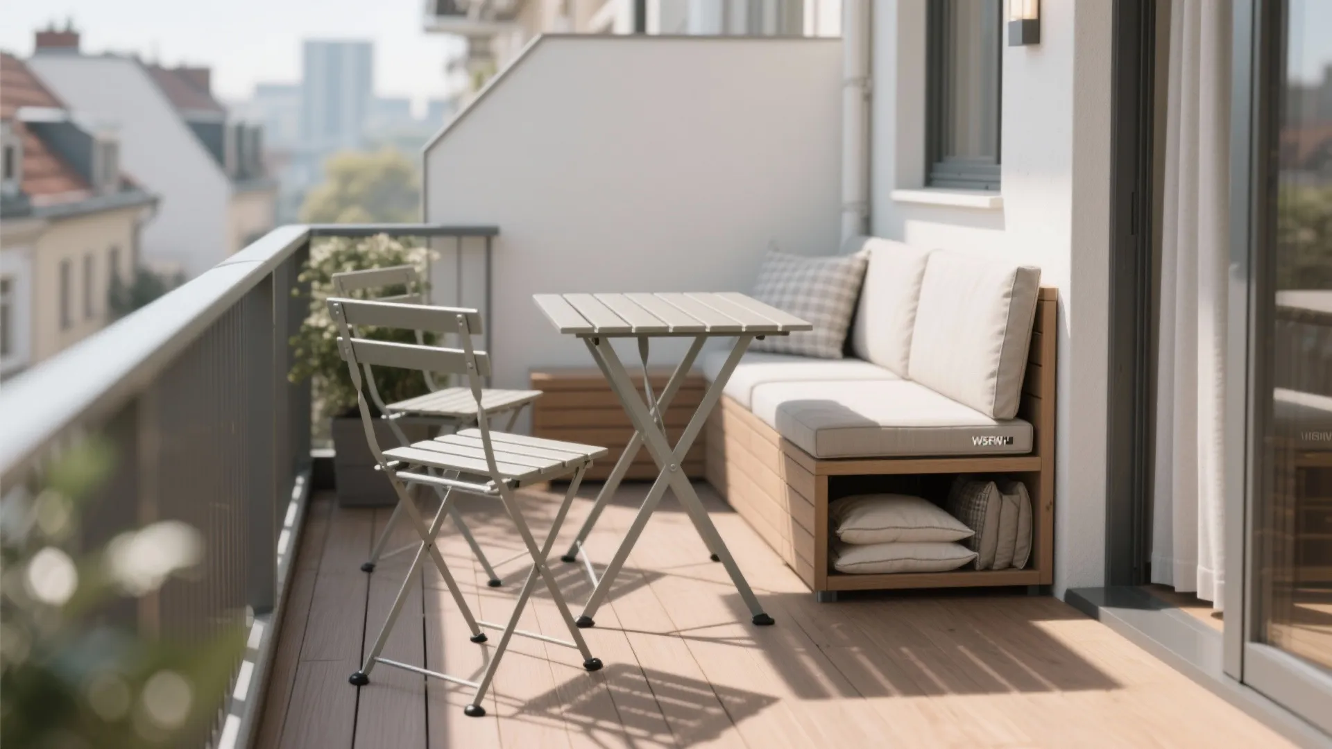 Fold-Flat Bistro Set and Hidden Storage Bench