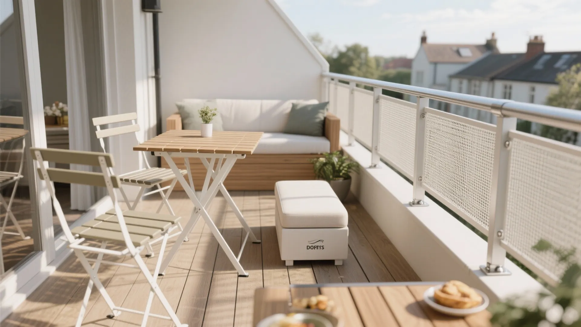 Fold-flat furniture and dual-height surfaces