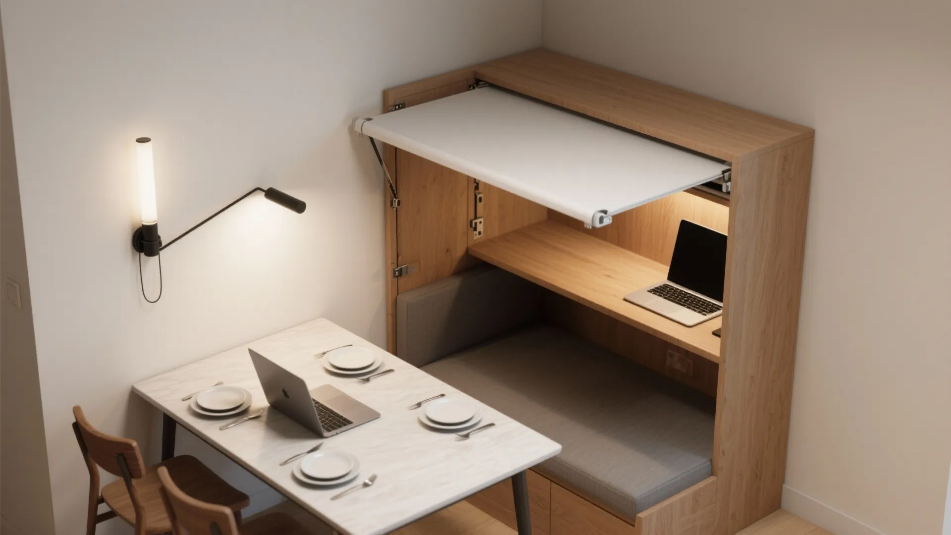 4. Fold-flat sconces for multi-use rooms