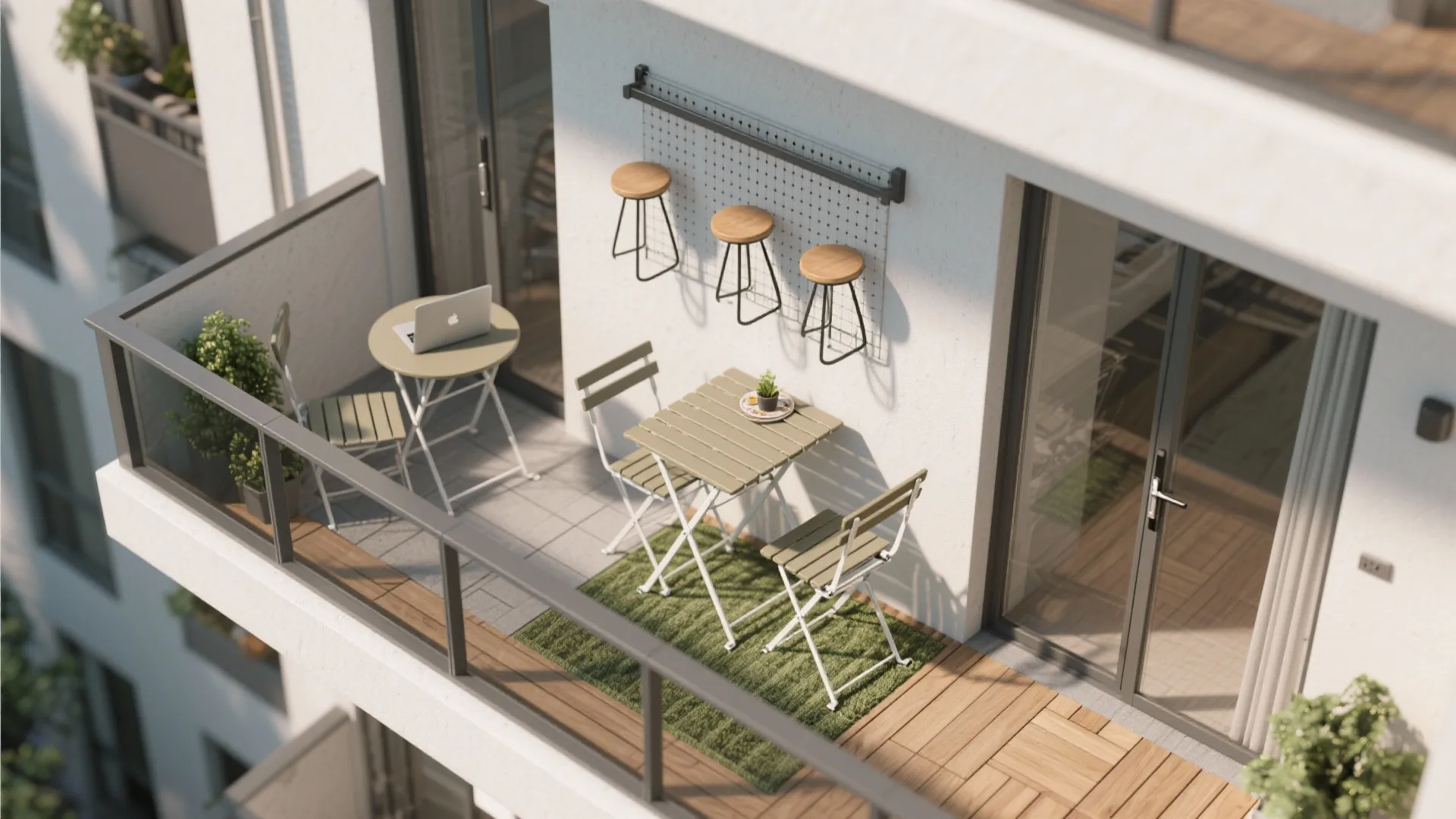 2) Fold-Flat Furniture and Convertible Flooring Zones