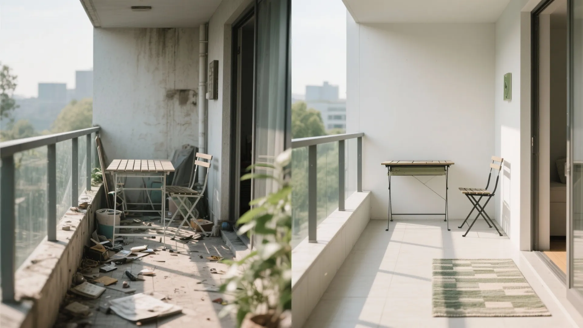 Fold-Down Wall Table + Slim Chairs