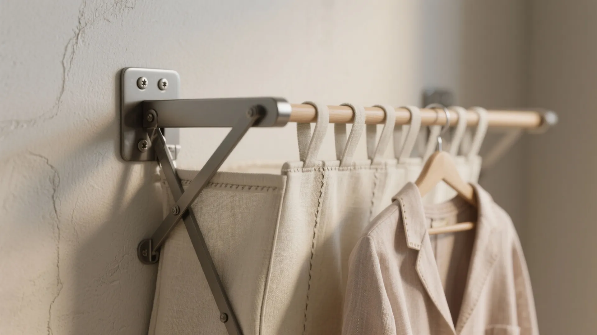 4. Fold-down wall-mounted hamper with drying rod