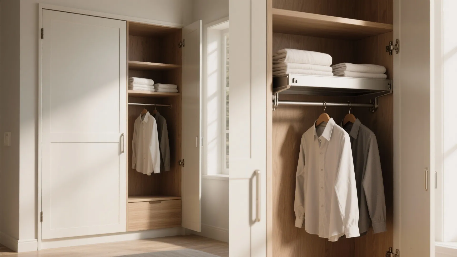 2. Fold-down wall rack that hides away