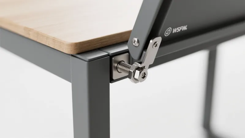 Modern Adjustable Desk with Wood Top and Metal Frame