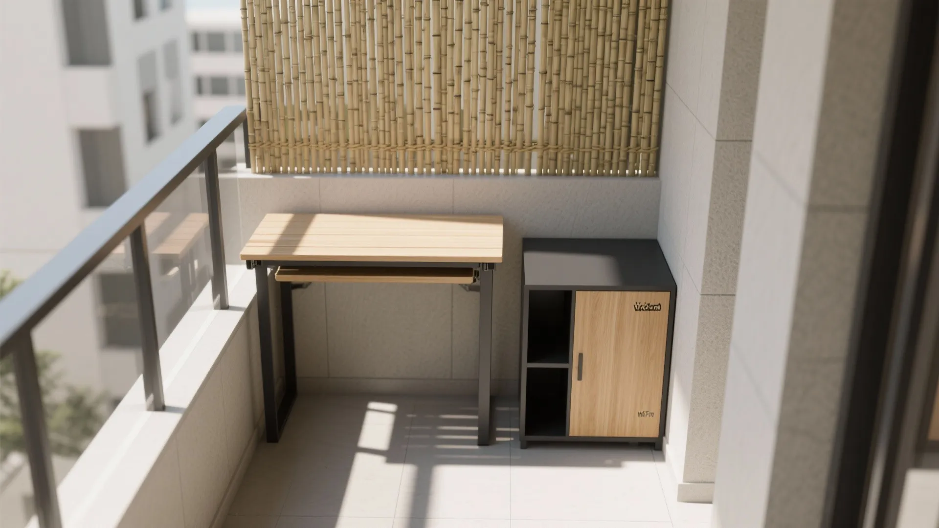 Minimalist balcony storage and folding furniture