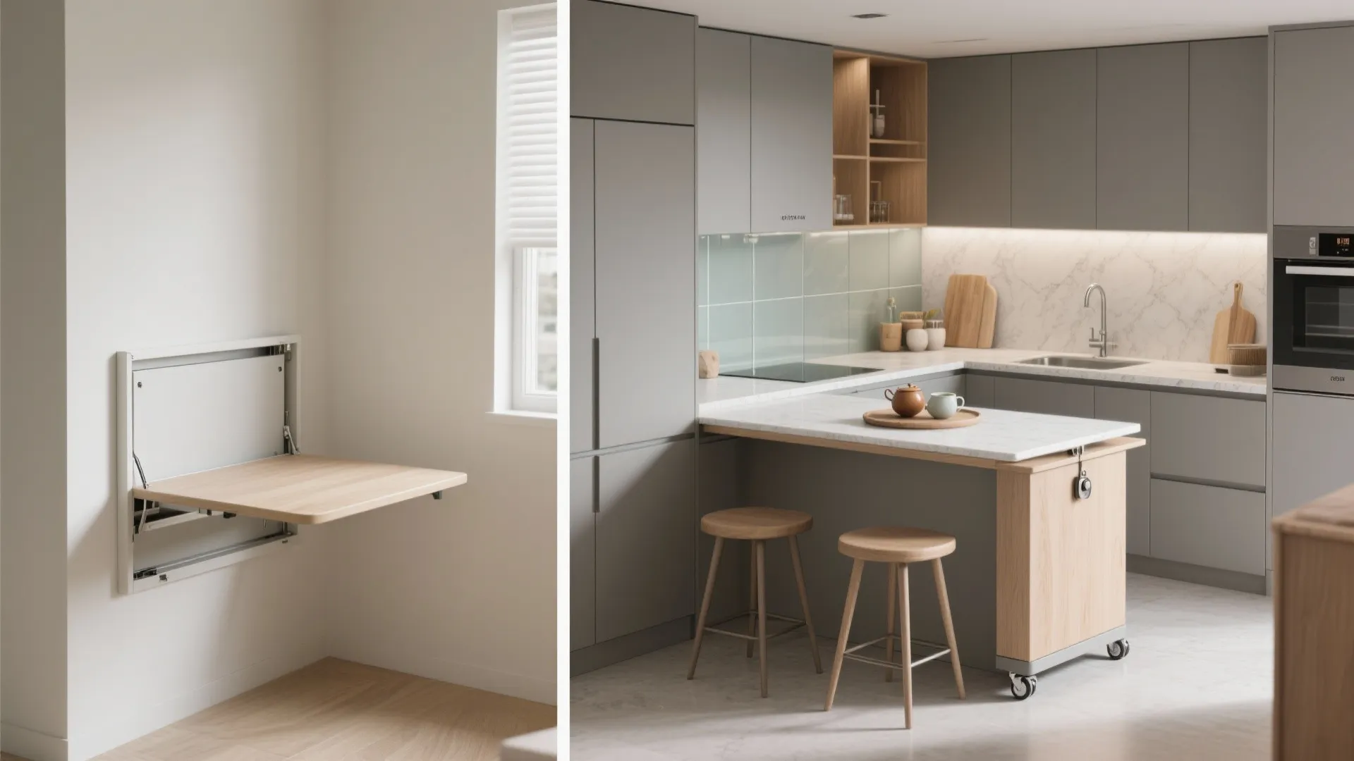 Multi-Functional Features: Fold-Down Tables & Mobile Islands