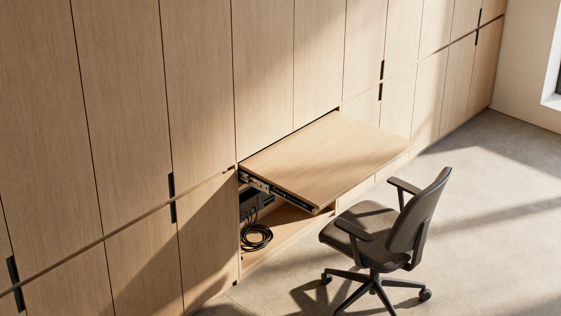 4. Multi-functional wall unit with fold-out desk