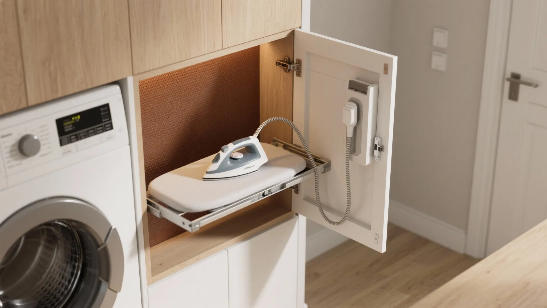 2. Fold-out ironing station with heatproof backing