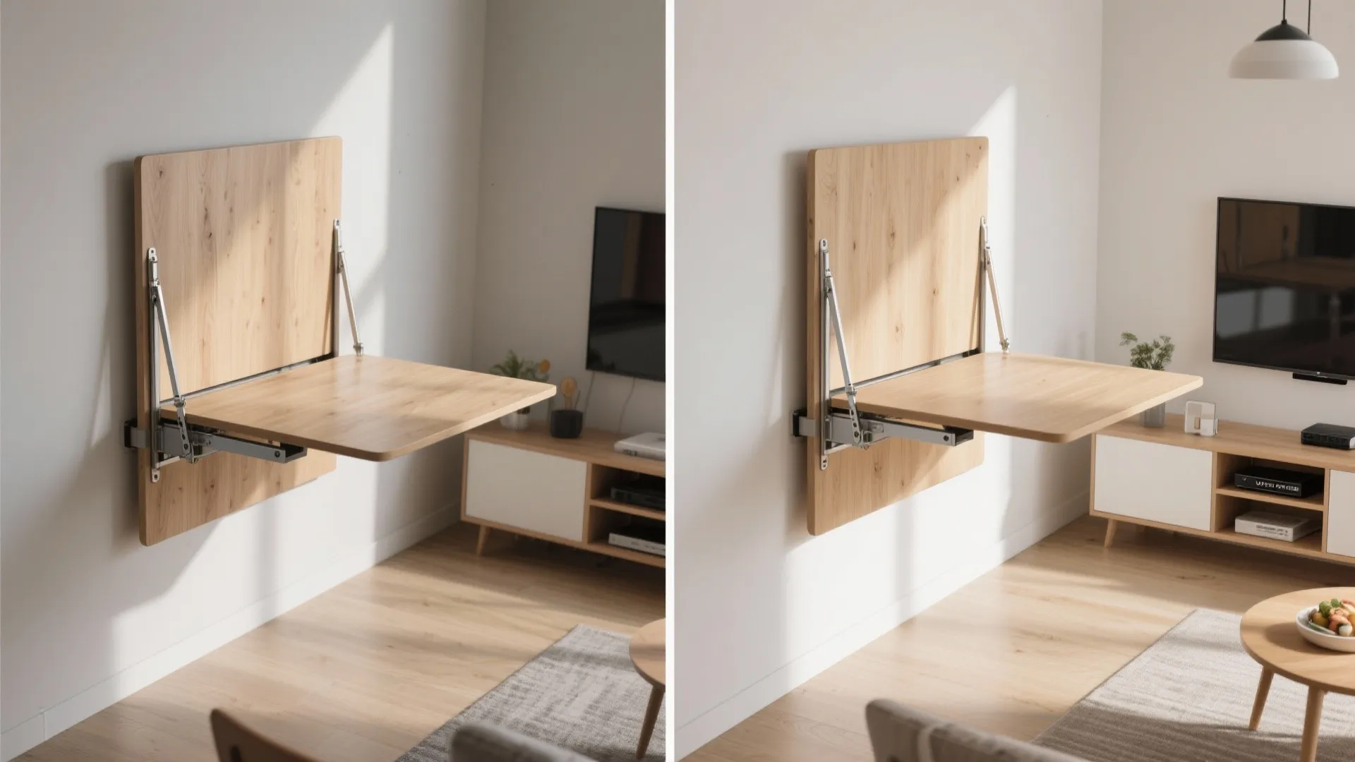 3. Fold-Out Wall Table Beside Media Unit