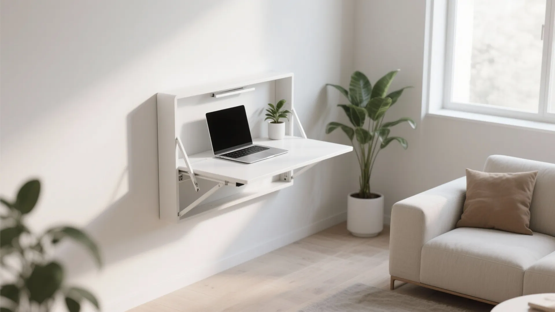 2. Wall-Mounted Fold-Out Workstation