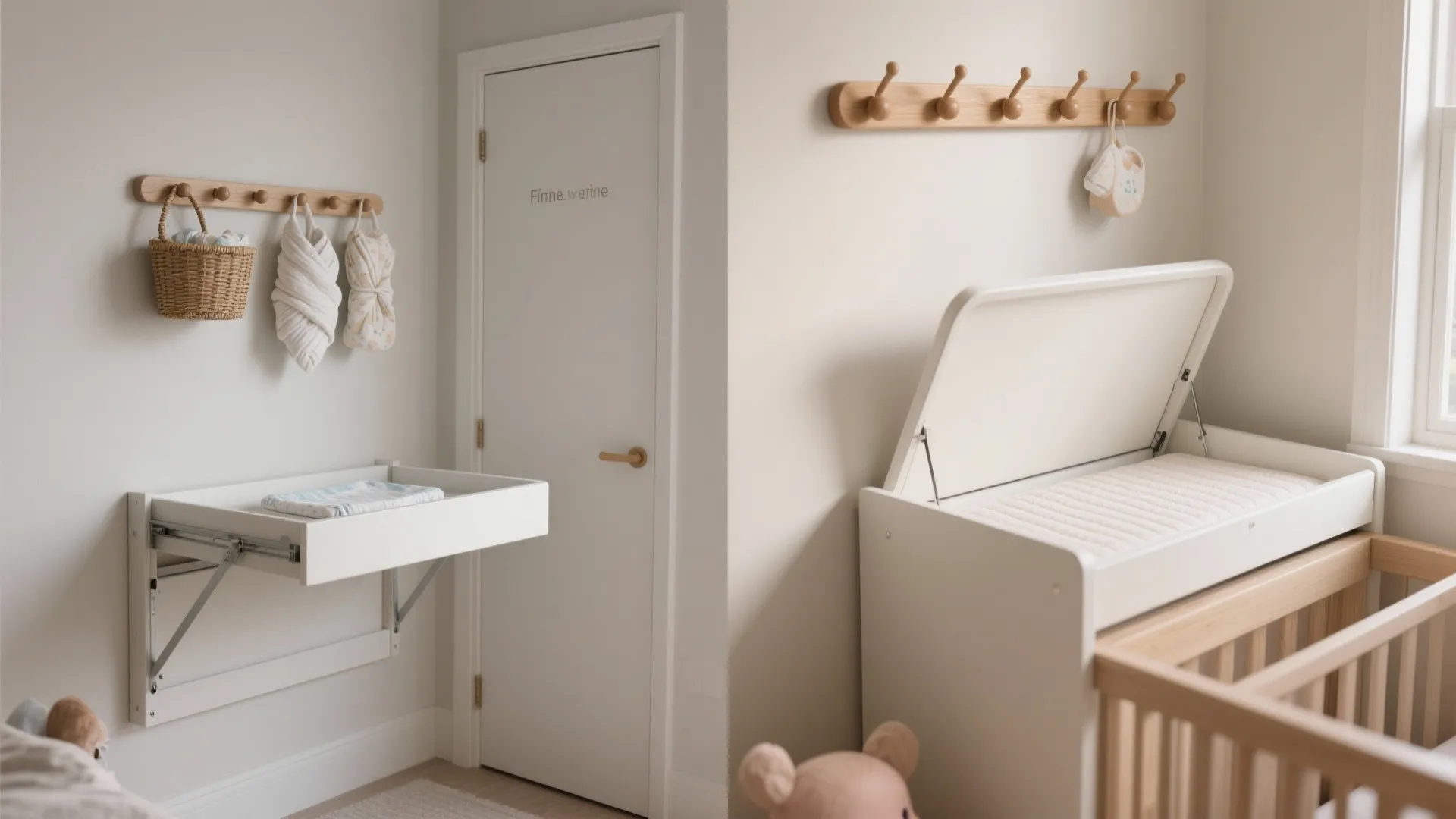 Fold-Down Changing Stations and Peg-Rail Walls