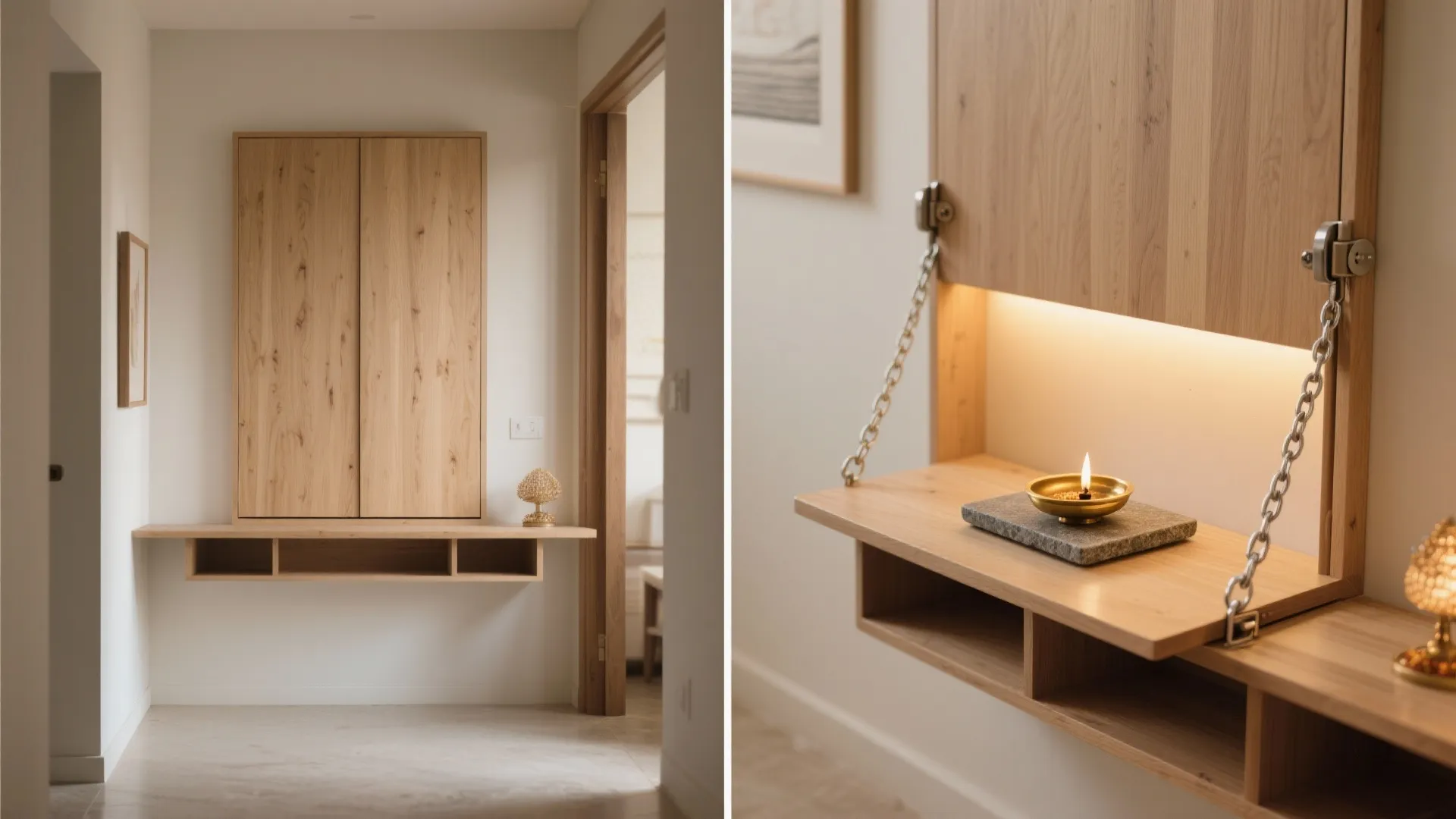 Fold-Down Pooja Table (Murphy-Style)