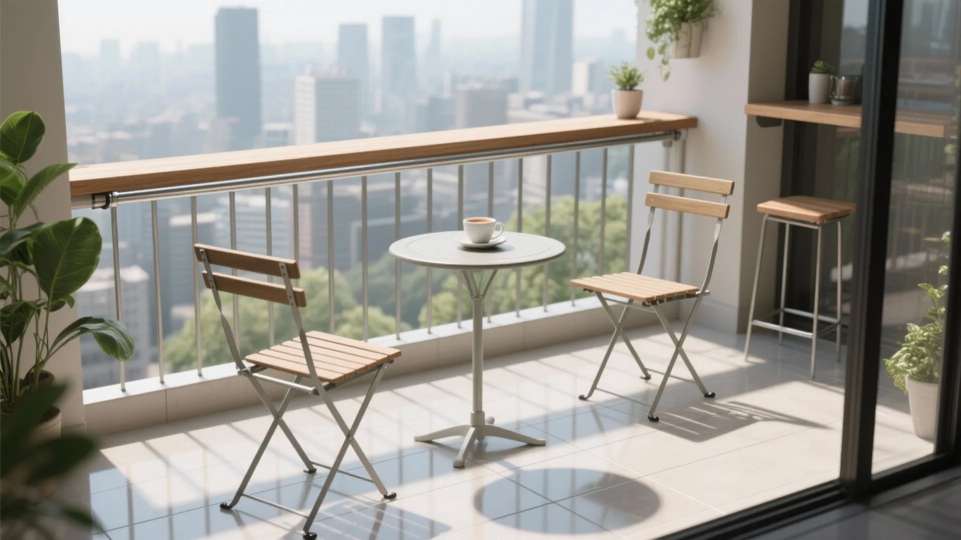 Foldable Bistro + Rail-Mounted Bar