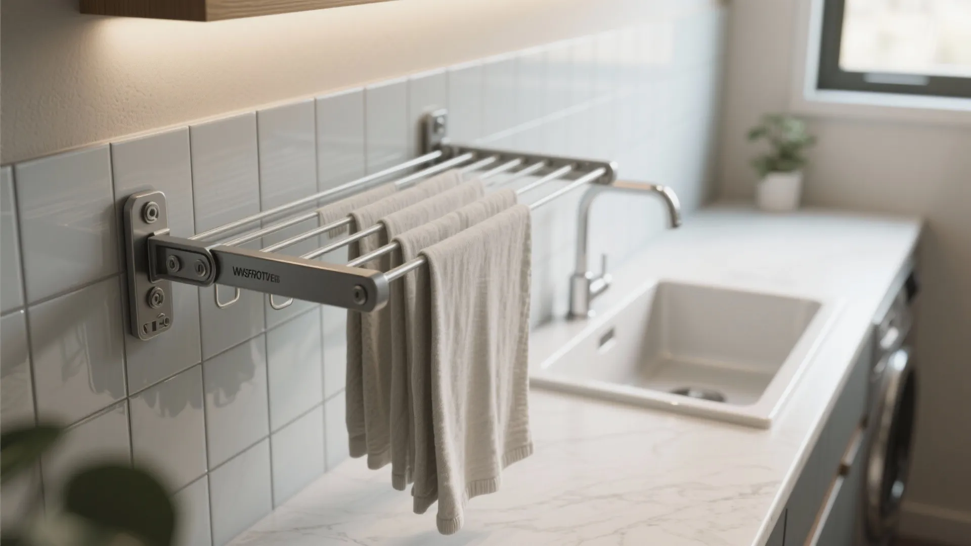4. Fold-down drying and integrated sink stations