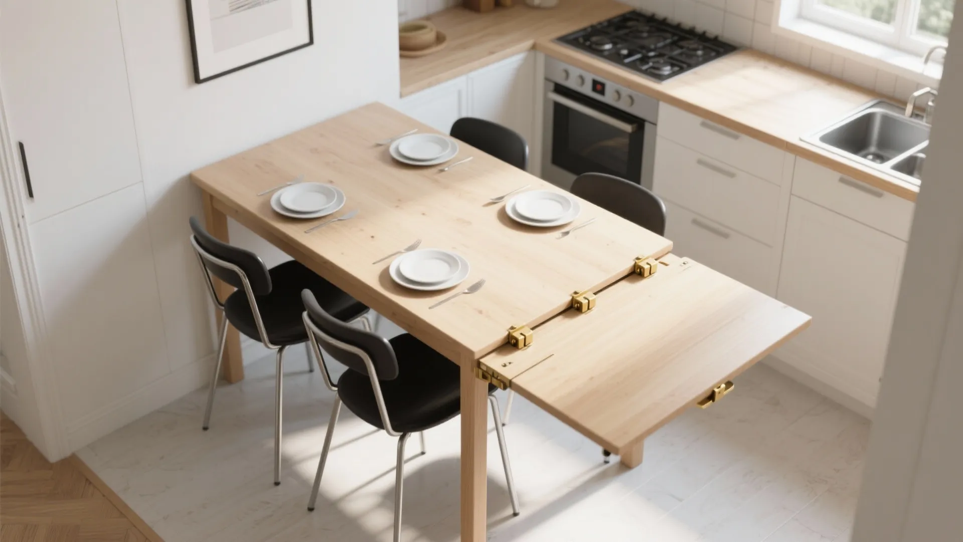 3. Fold-down tables and slim dining sets