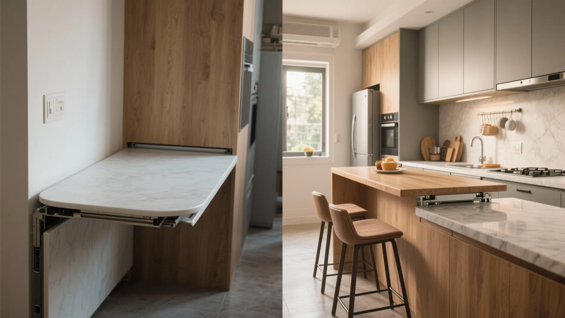 Multi-purpose breakfast bar or fold-down table