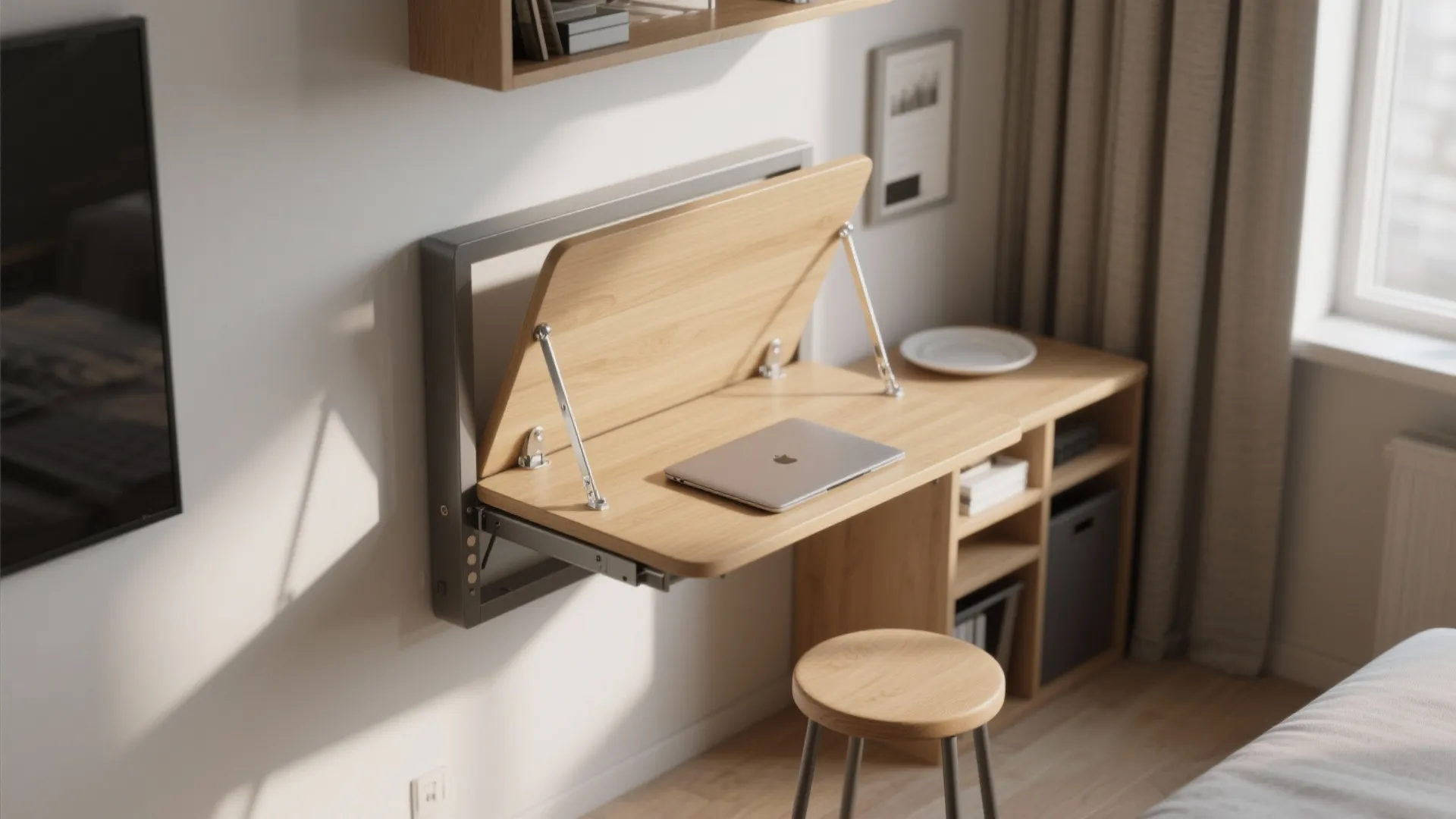 2. Fold-down dining and multi-use tables