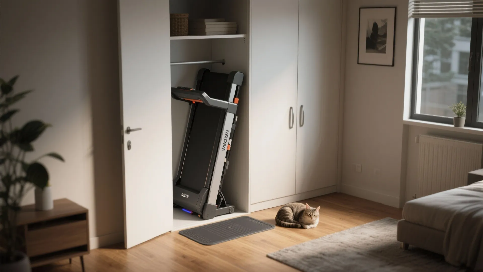 1. Fold-up treadmills or wall-mounted runners