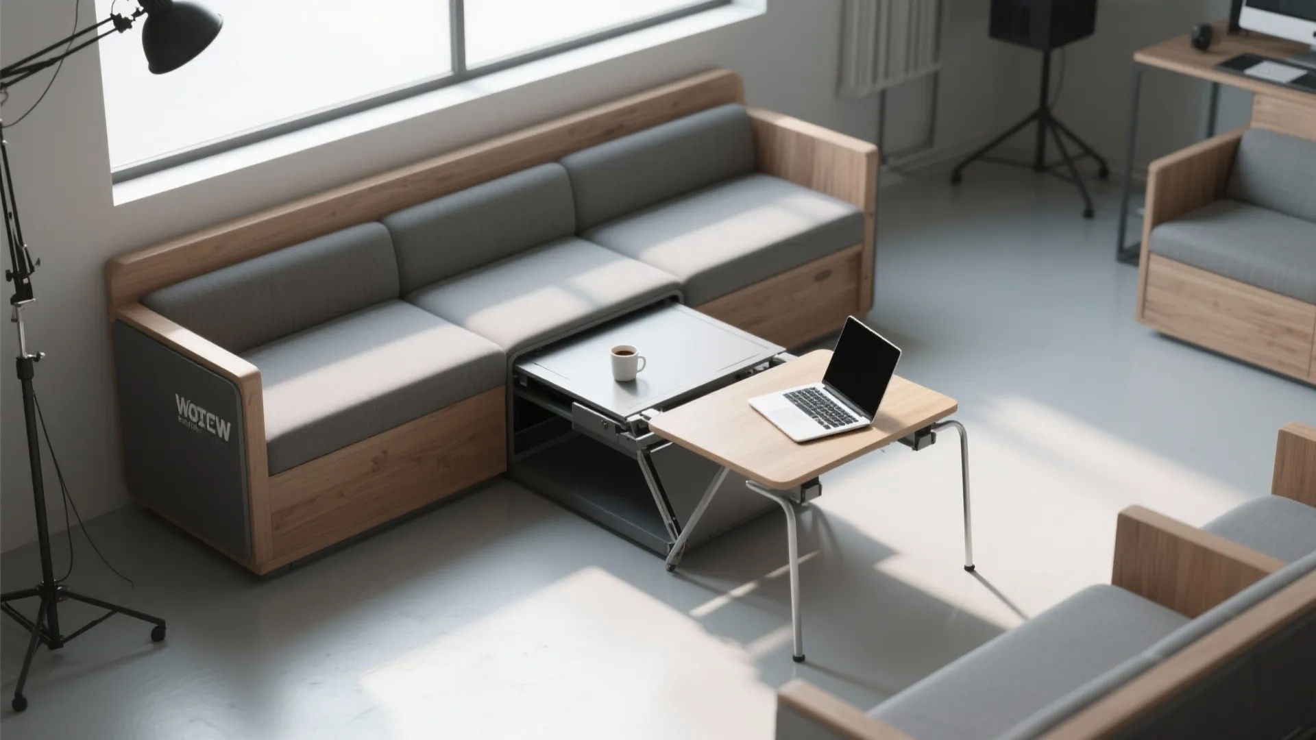 4. Multi-functional bench with fold-up table