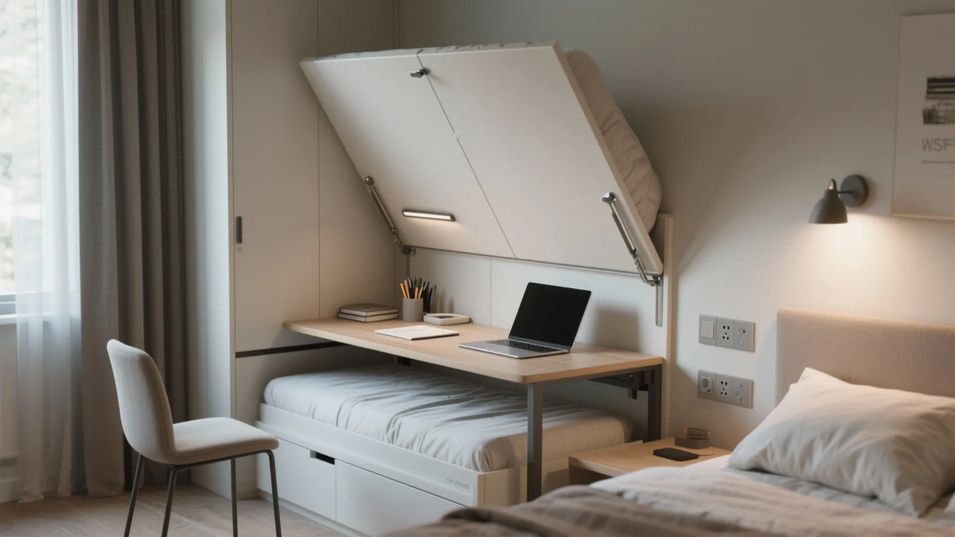 3. Fold-down desk or wall bed for real multitasking