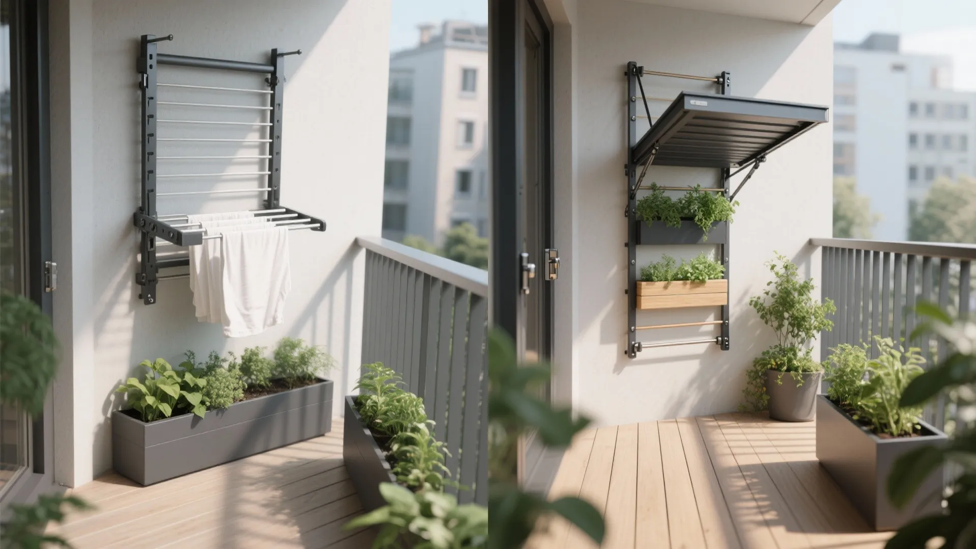 5) Foldable Functions: Drying Rail + Herb Ladder + Storage