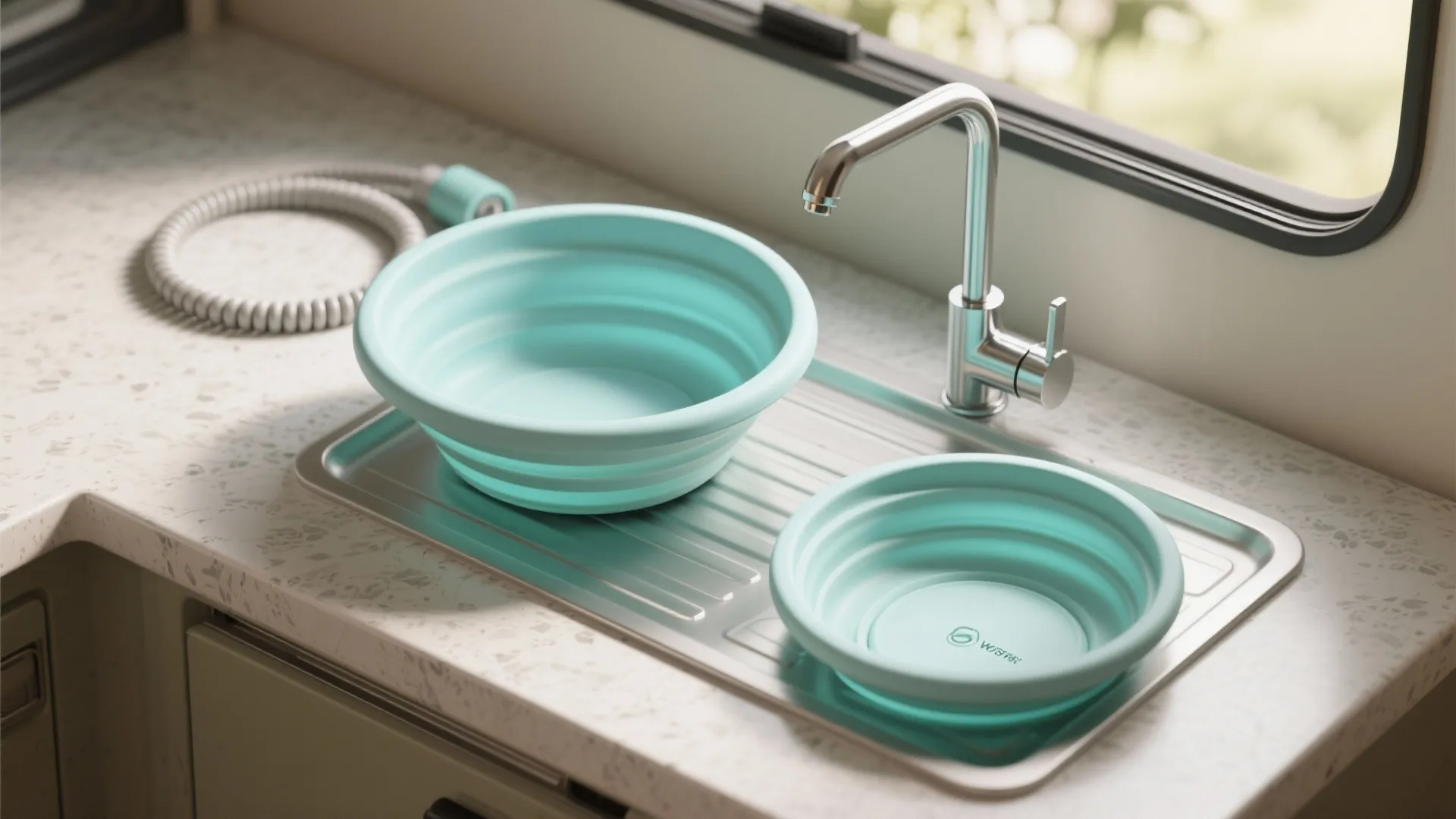 5. Foldable basin with removable faucet