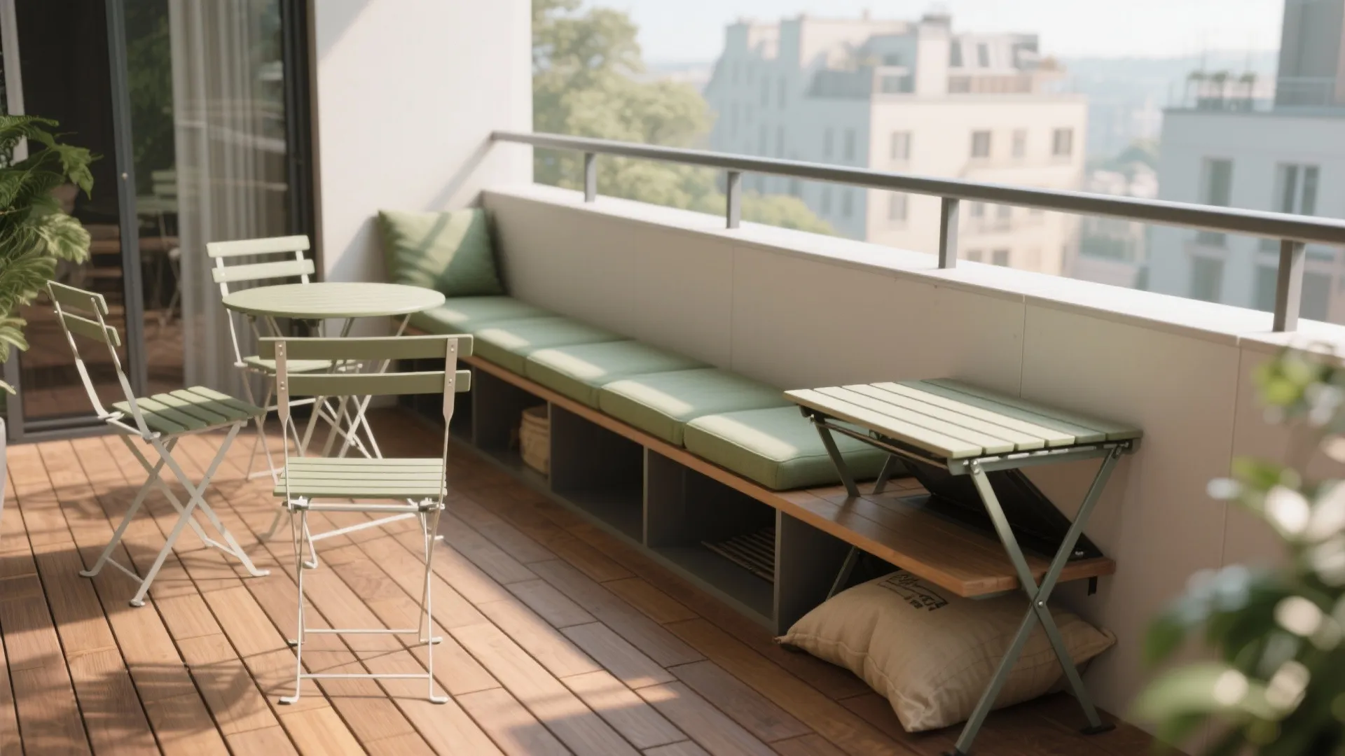 Foldable seating with storage benches