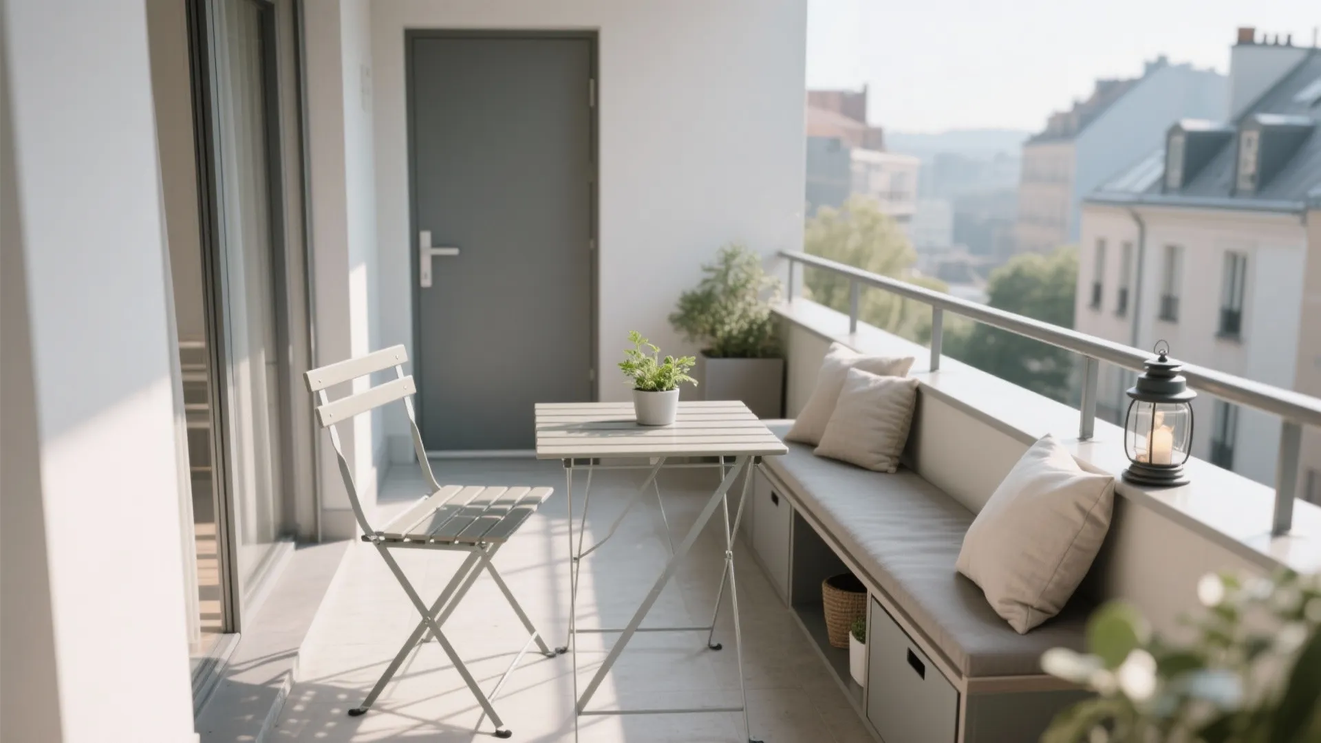 Foldable Bistro Set & Slim Storage Bench