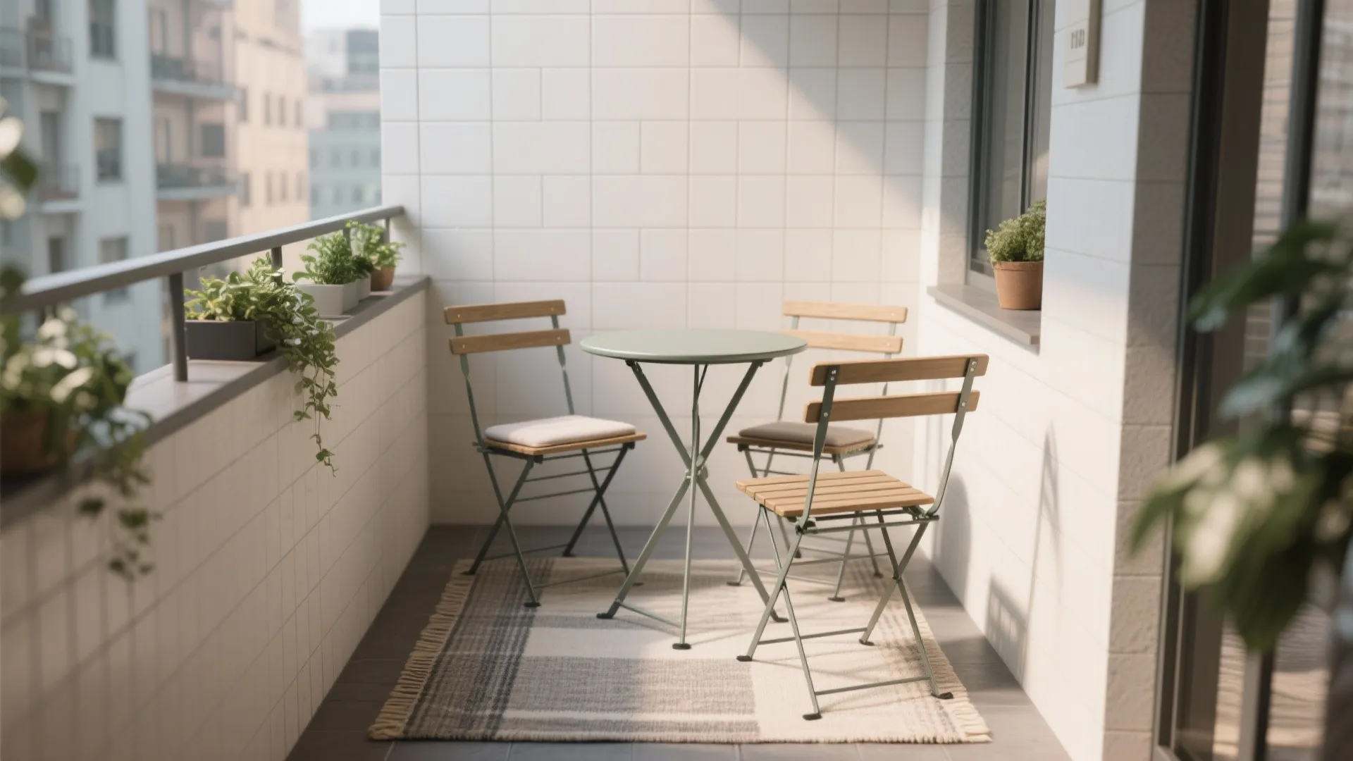 Foldable Bistro Set with Slim Profile