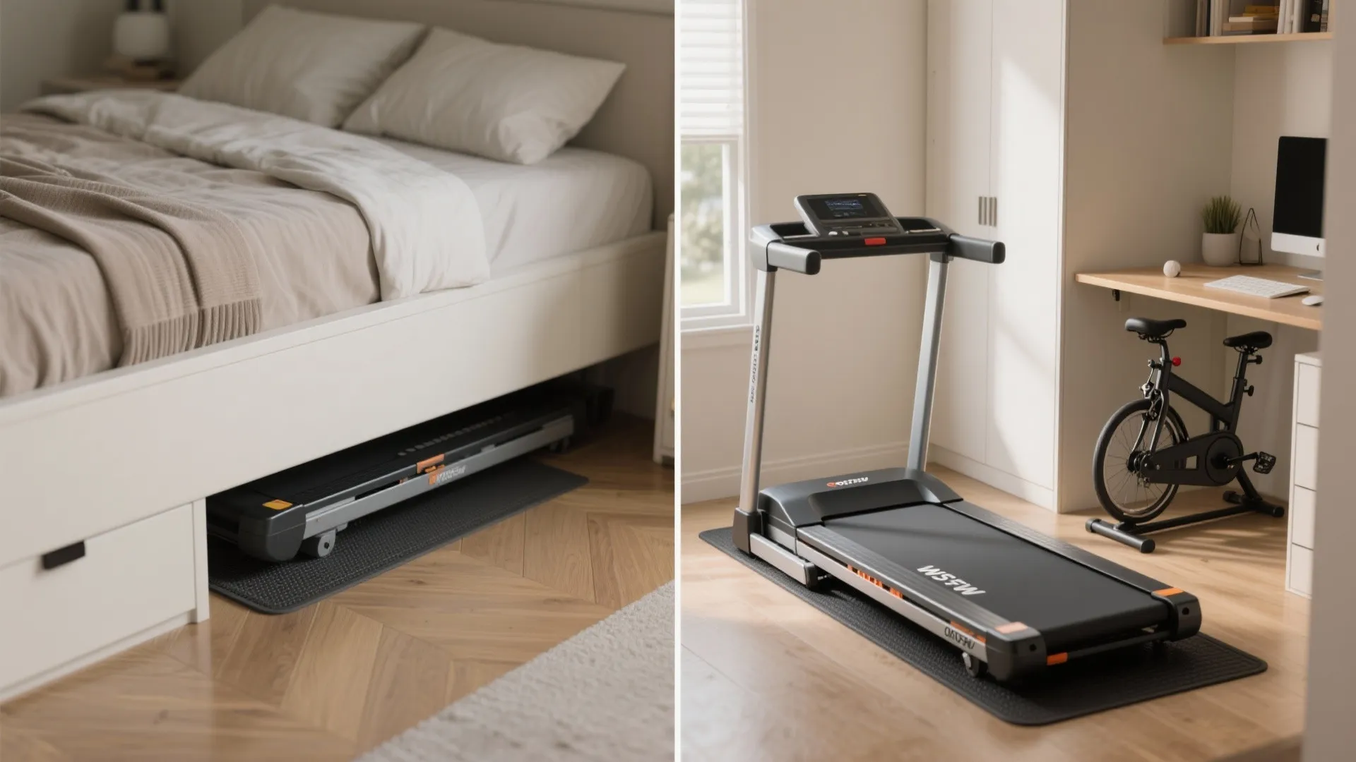 4. Compact cardio: foldable treadmills and under-desk bikes