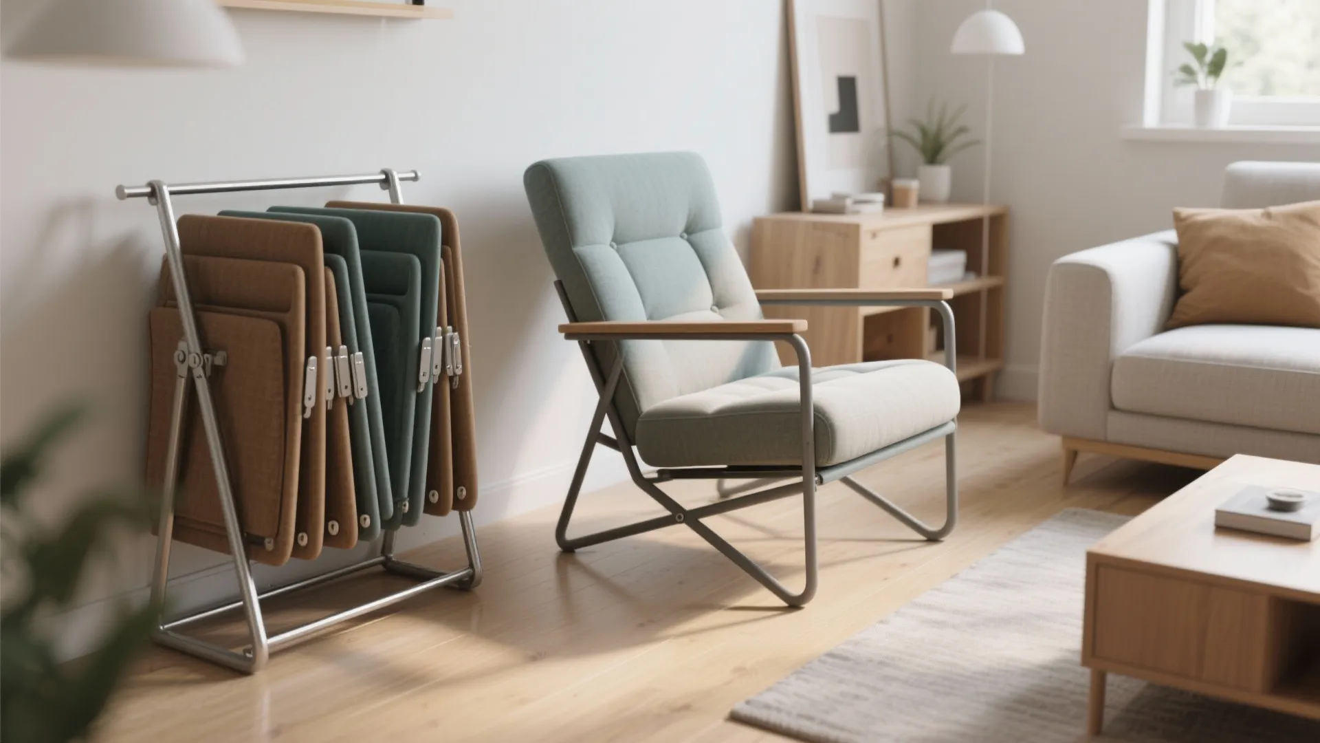 2. Foldable Accent Chairs — flexible seating that disappears