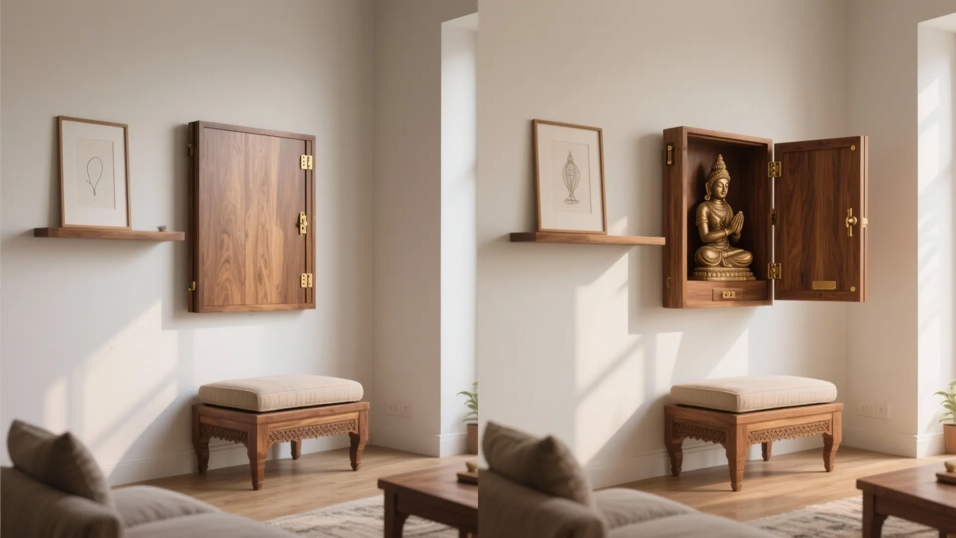 Foldable Wall-Mounted Chowki for Micro Apartments