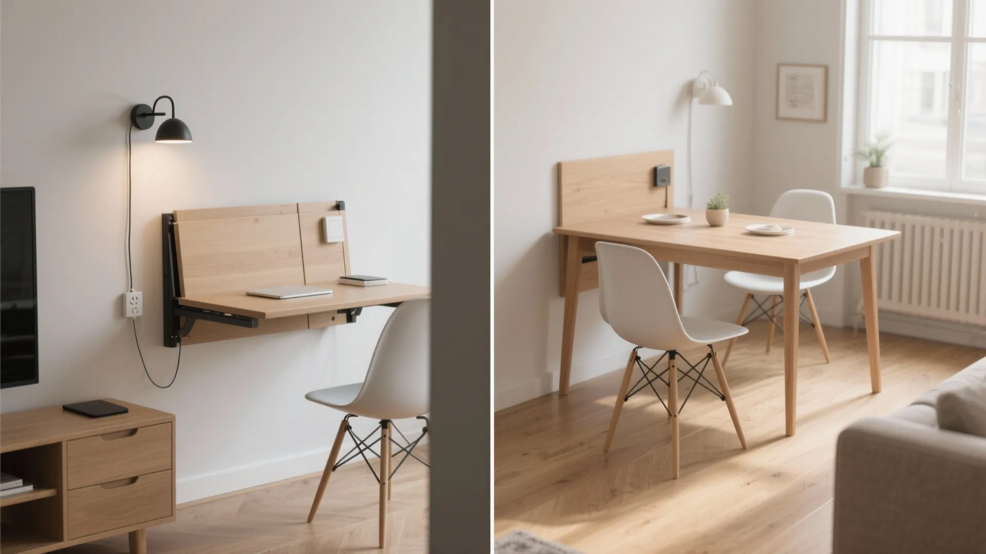 Foldable or Wall-Mounted Dining That Doubles as a Desk