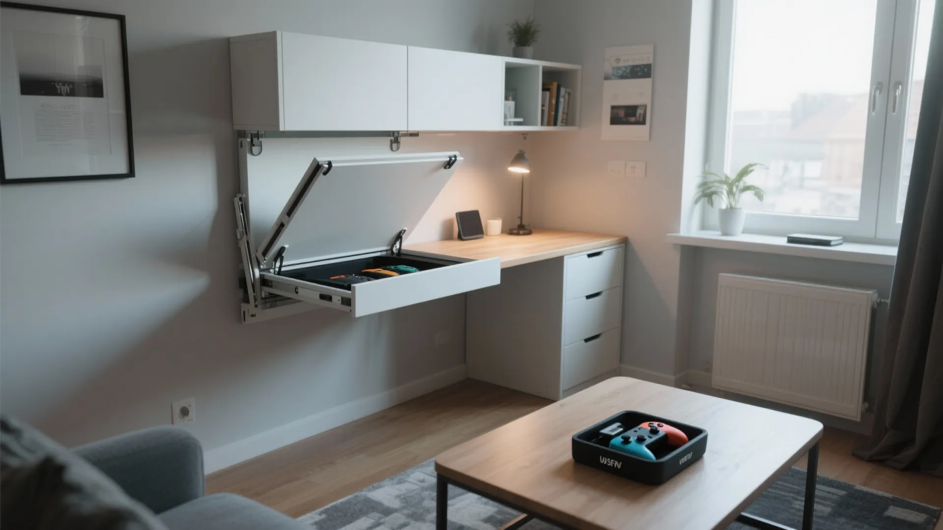 1. Foldable Desk with Hidden Storage