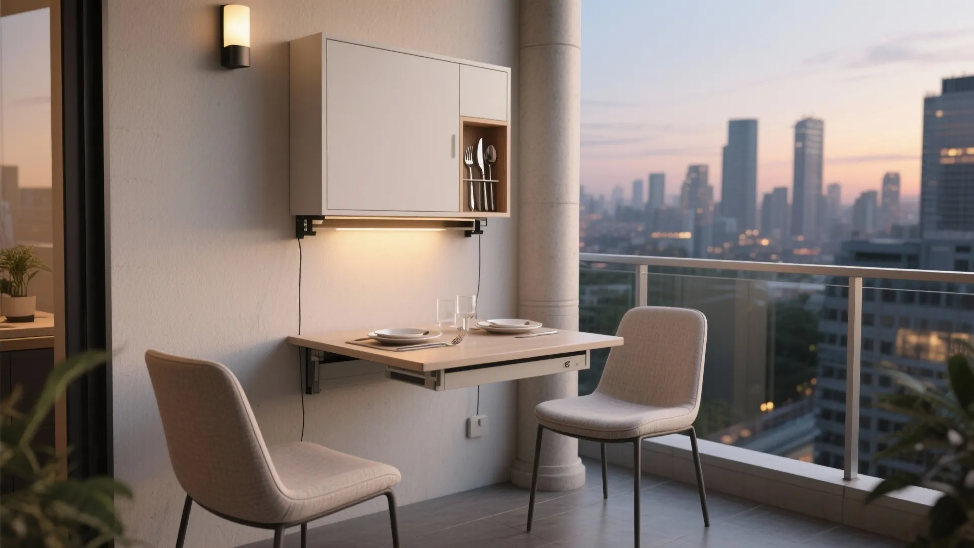 Foldable dining for 2 + micro storage