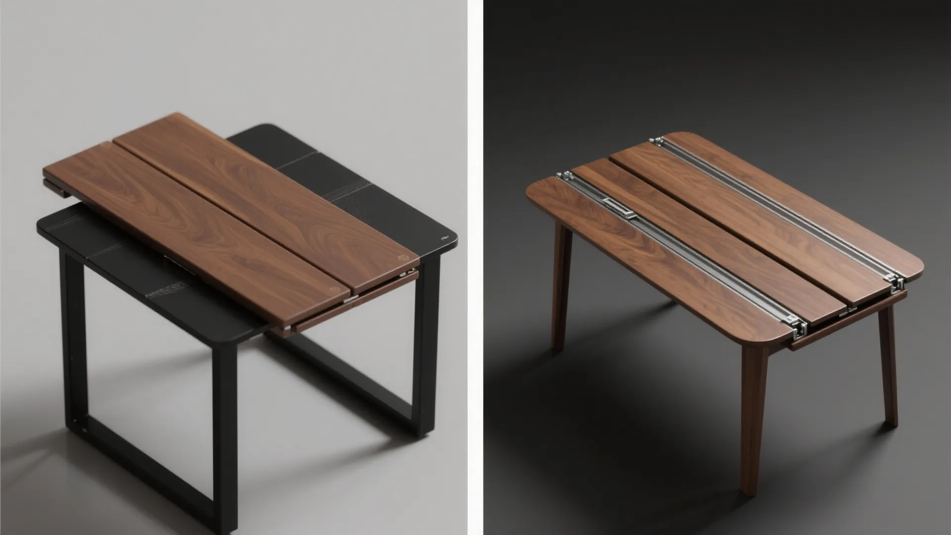 3. Foldable extension in brown, fixed black frame