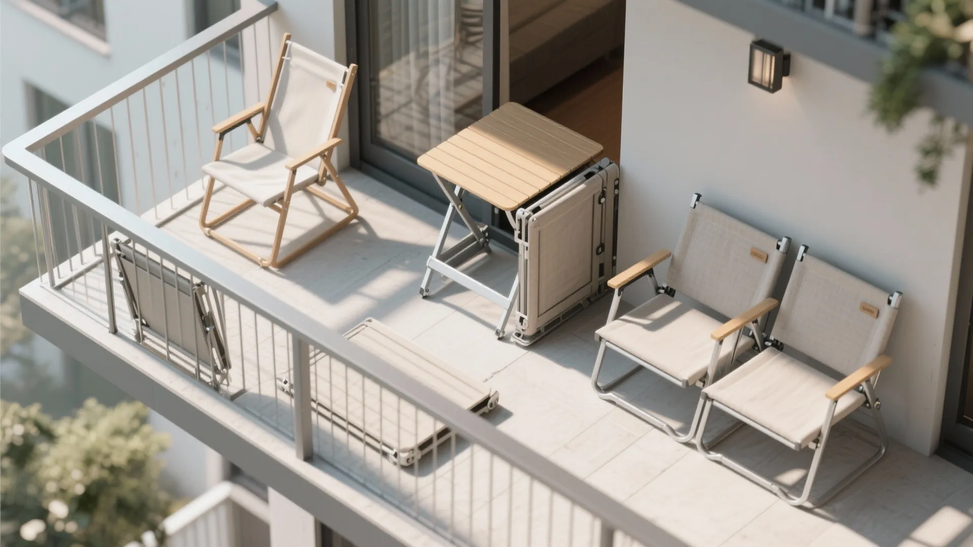Foldable balcony furniture that disappears when you need room