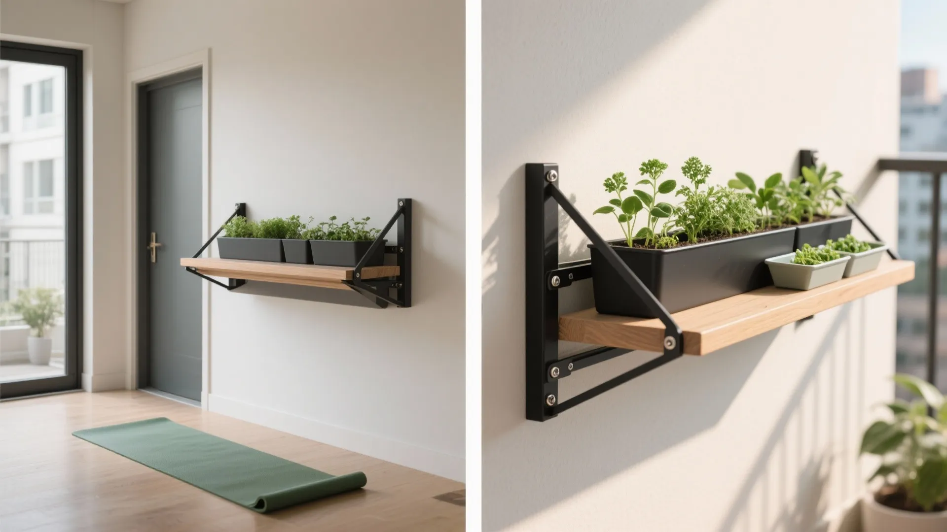 Foldable wall-mounted plant ledge