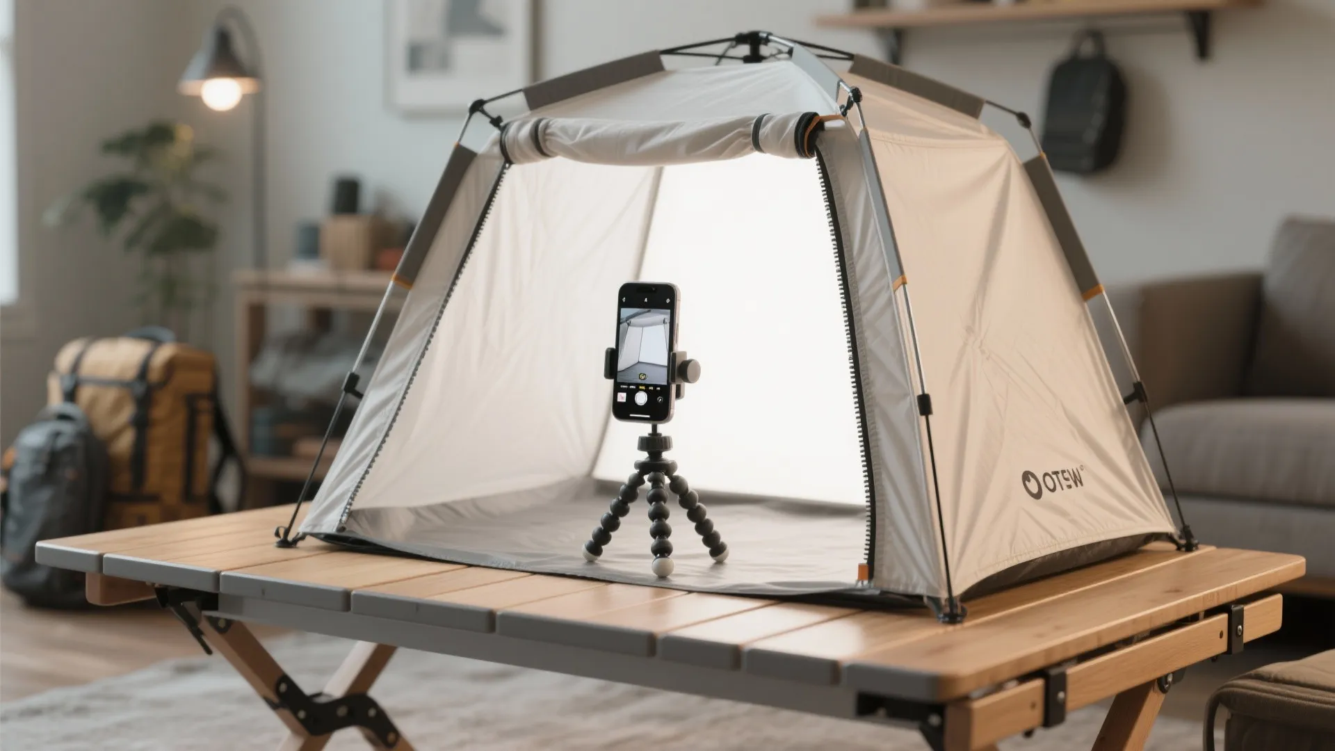 5. Foldable Light Tent with Smartphone: Travel-Friendly Solution