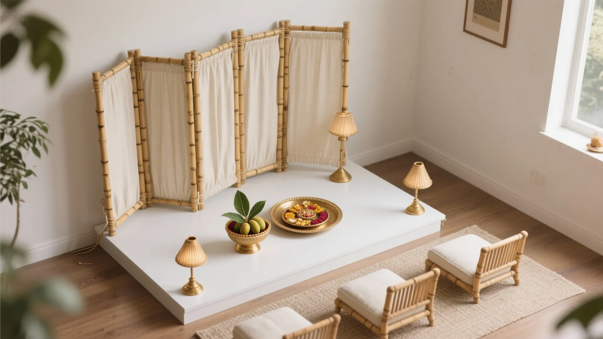 Compact Mandap with Foldable Backdrop