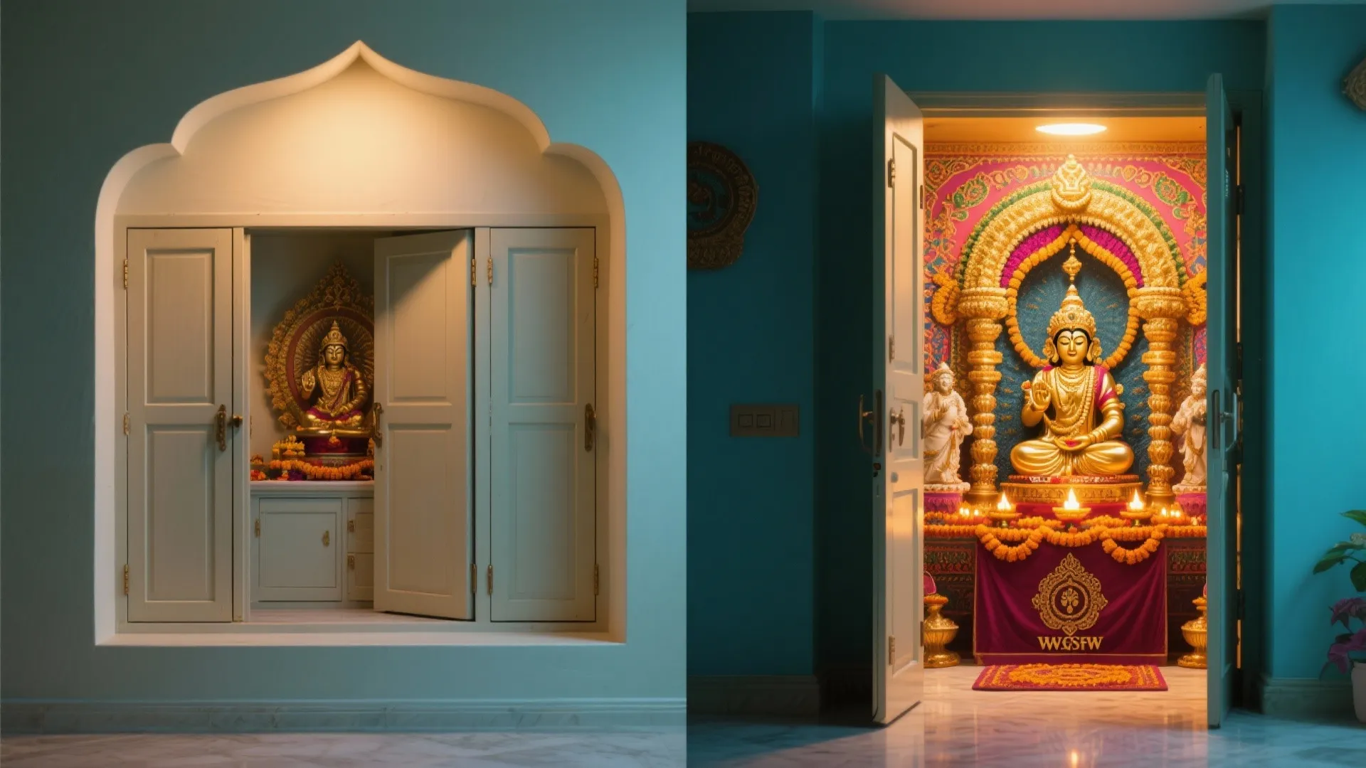 3. Pre-made pantry doors for a foldable mandir