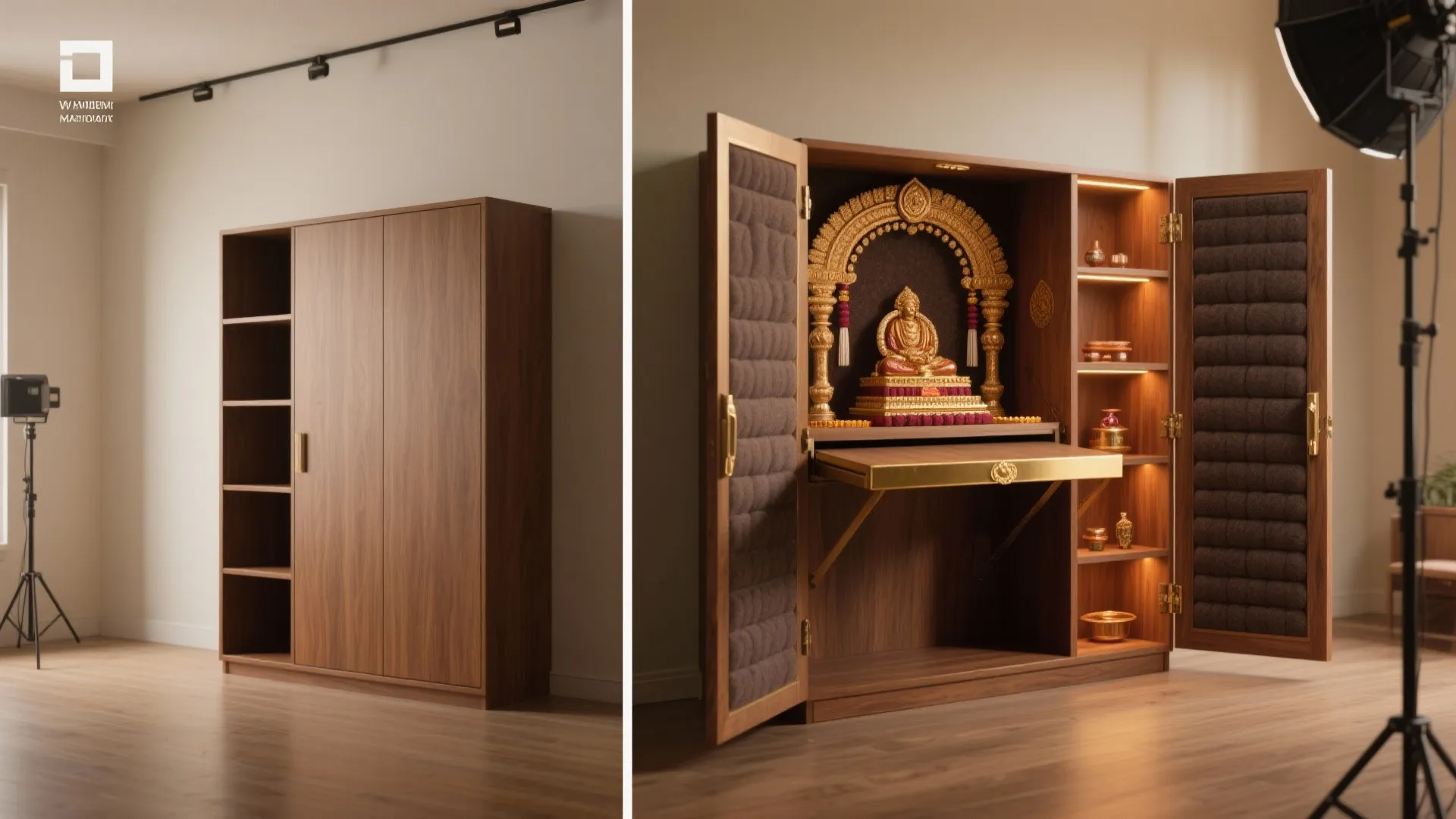 Foldable or Pocket Mandir Cabinet