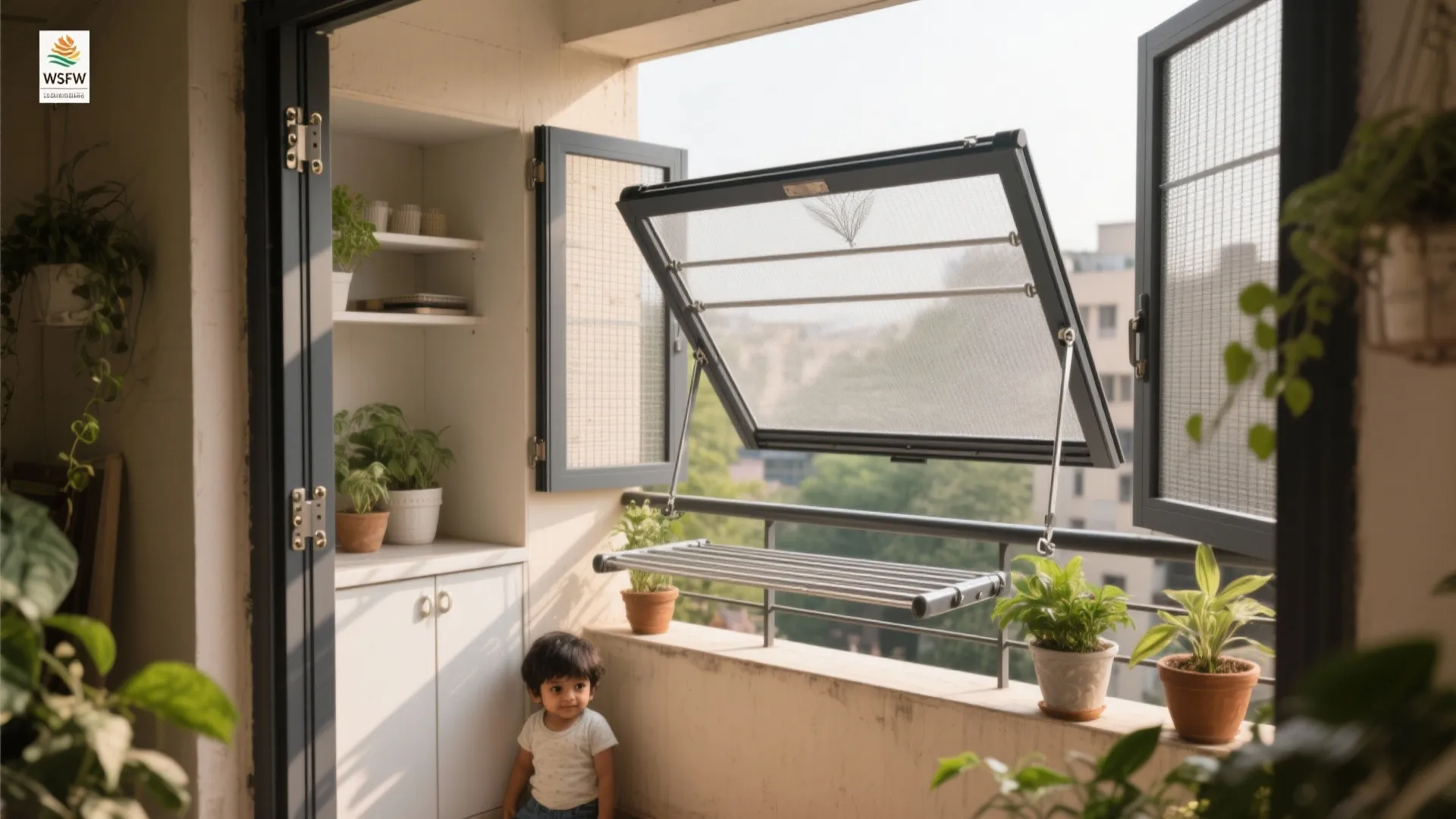 Foldable Safety Grill with Mosquito Mesh and Utility Add-ons