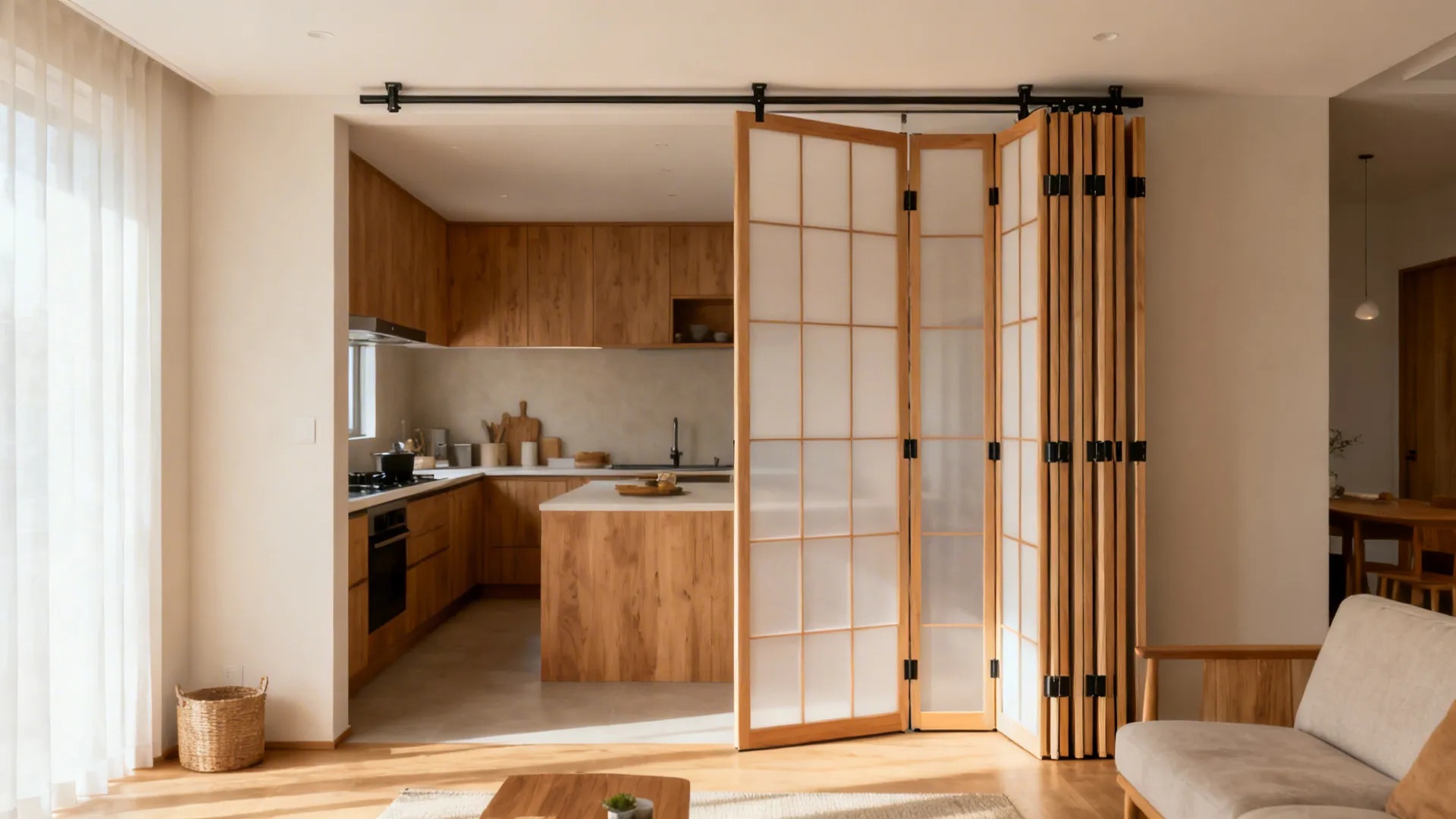 Foldable Partition Panels for Hybrid Living